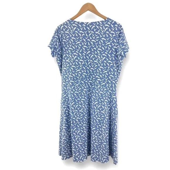 Size 12‎ MOUNTAIN WAREHOUSE BLUE BIRD PRINT DRESS W/POCKETS Summer UPF40 Cotton