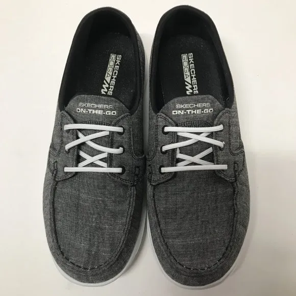 Skechers GOwalk Lite™ Isla Boat Shoes in Black/White - 15433W