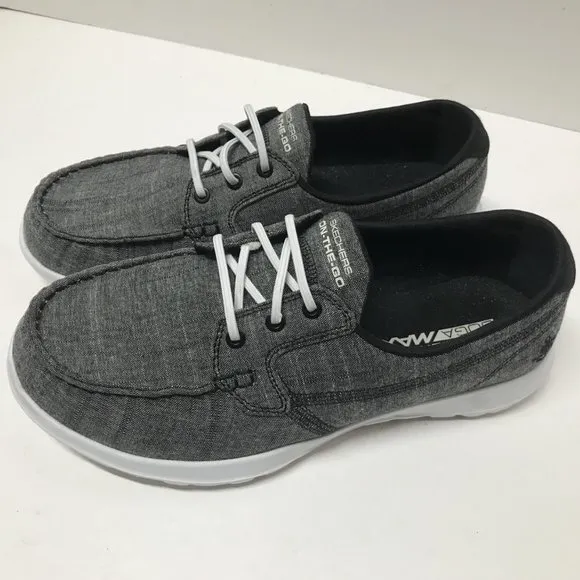 Skechers GOwalk Lite™ Isla Boat Shoes in Black/White - 15433W