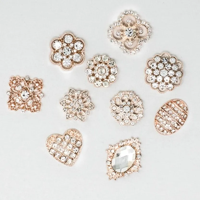 Small Sizes | Bulk Rose Gold Rhinestone Embellishments