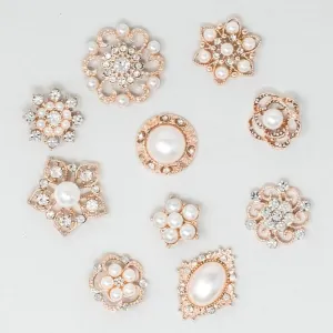 Small Sizes with Pearls | Bulk Rose Gold Rhinestone Embellishments