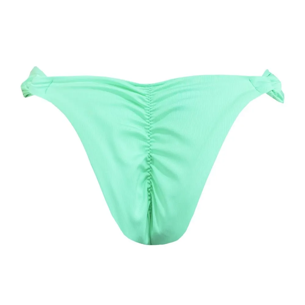 Solid Mint Green Brazilian Classic Side Scrunch Bikini Bottom
