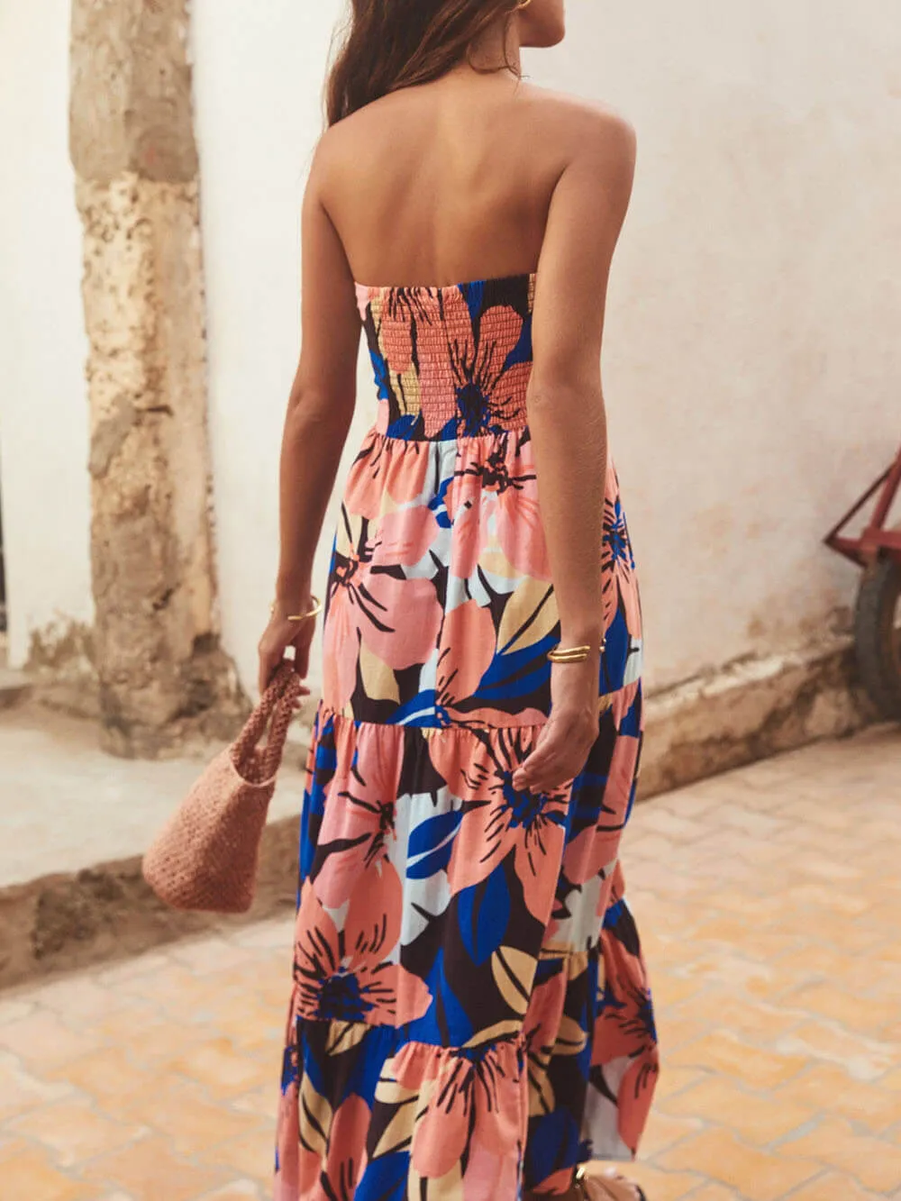 Strapless Printed Stylish Maxi Dress