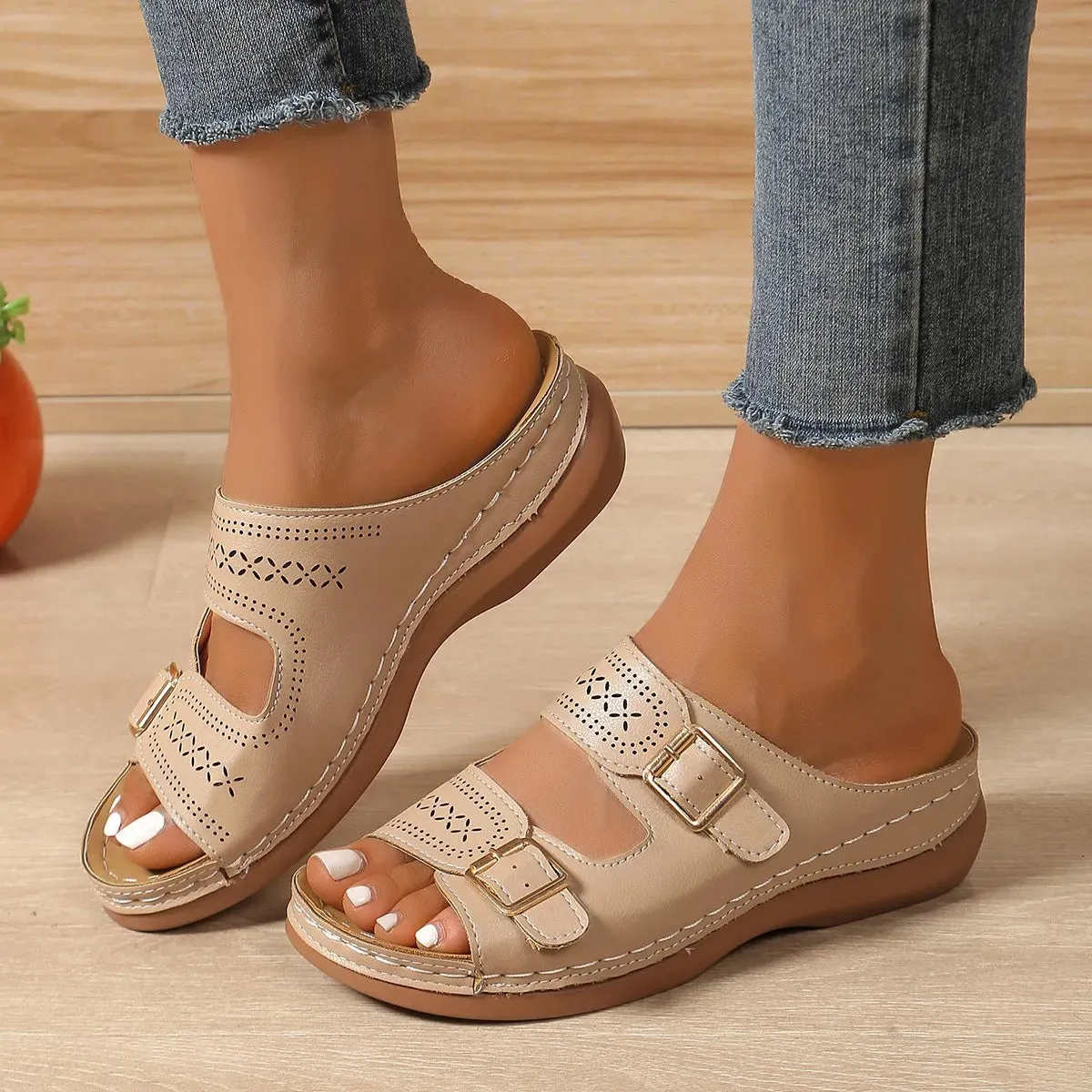 Stylish Cut-Out Wedge Sandals
