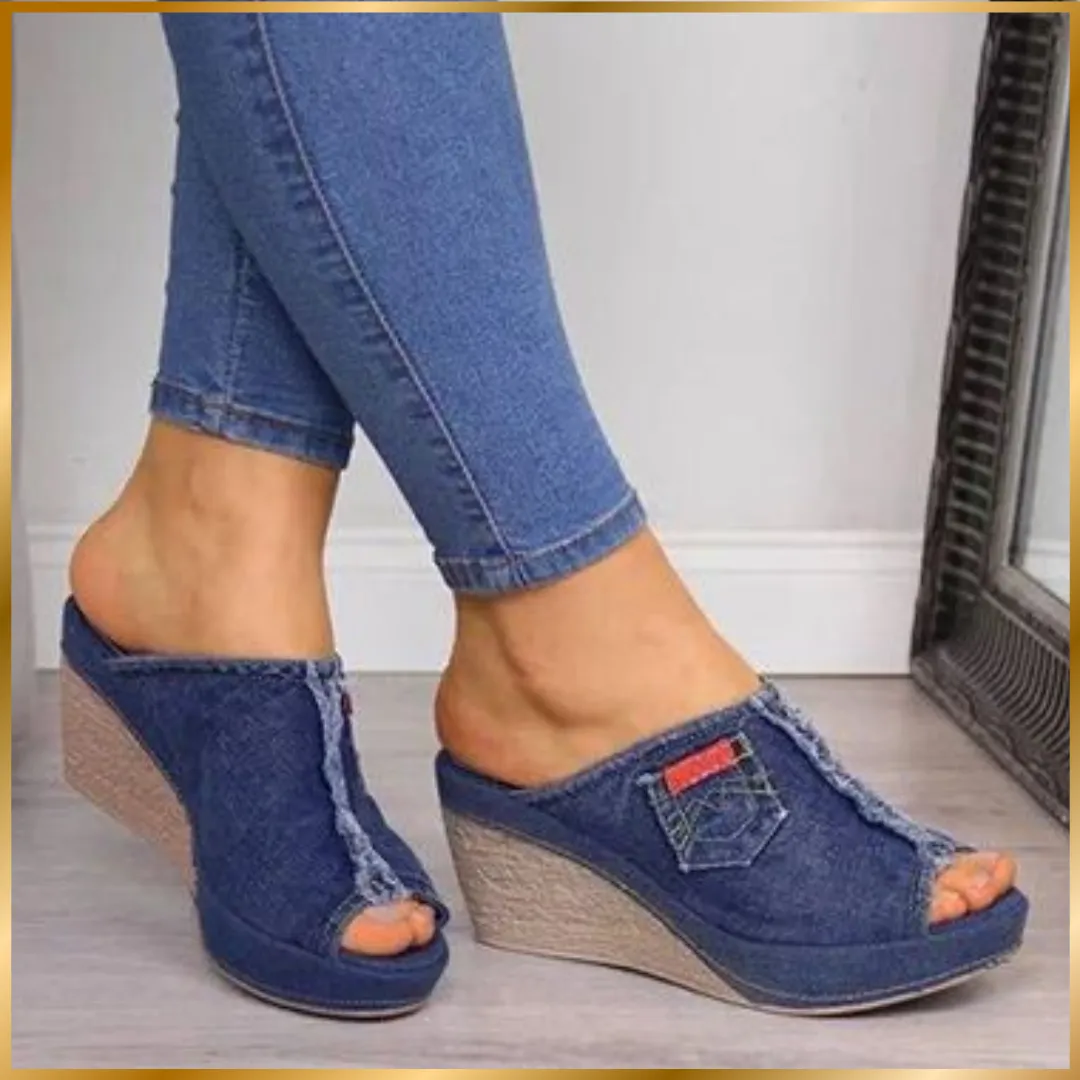 Stylish Denim Wedges