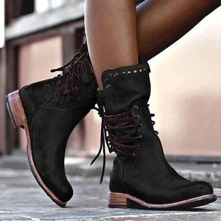 Stylish Jatta Leather Lace-Up Boots