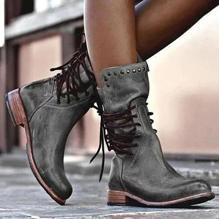 Stylish Jatta Leather Lace-Up Boots