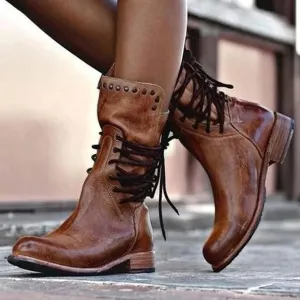 Stylish Jatta Leather Lace-Up Boots
