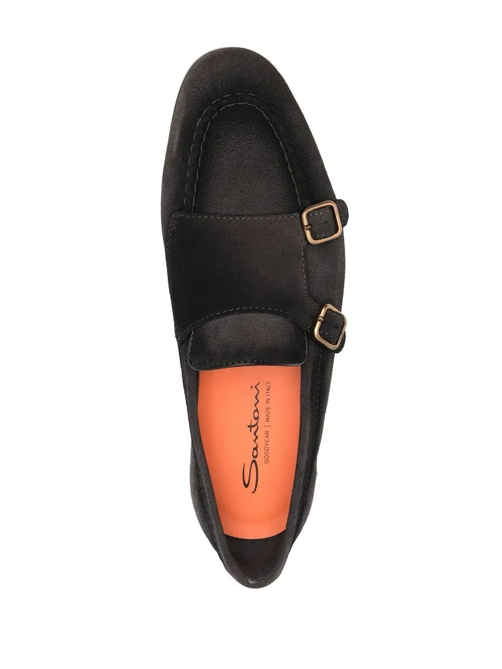 Suede double-buckle loafer