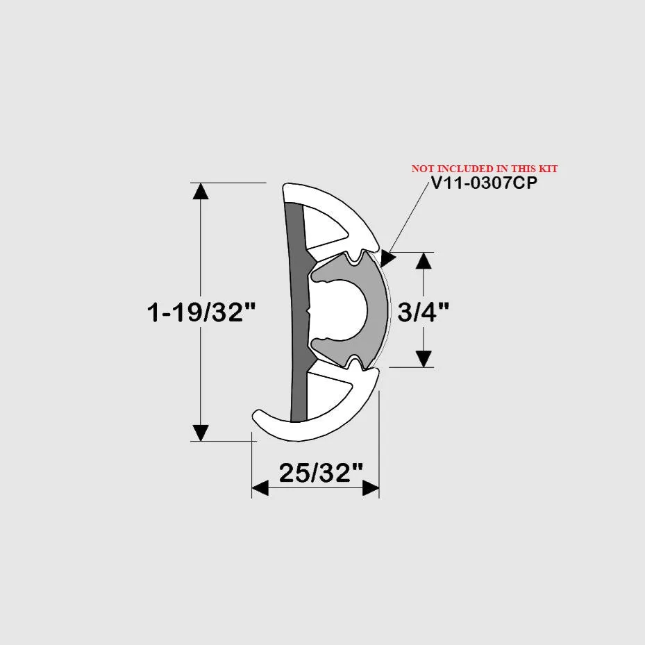 Taco Marine V11-9960BBK60-2 Rub Rail Molding ONLY (NOT COMPLETE KIT)