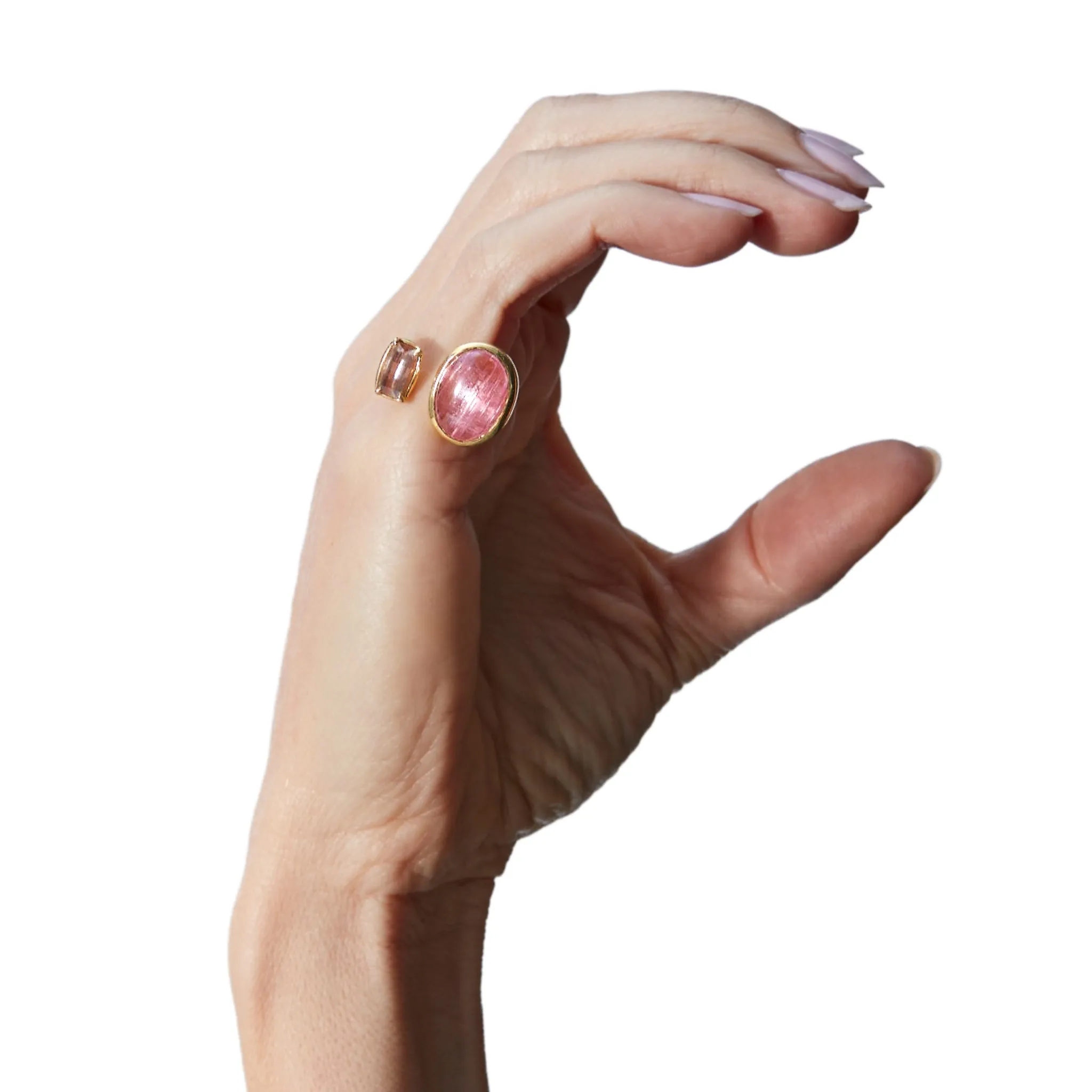 Tandem Ring, Siberian Pink Tourmaline