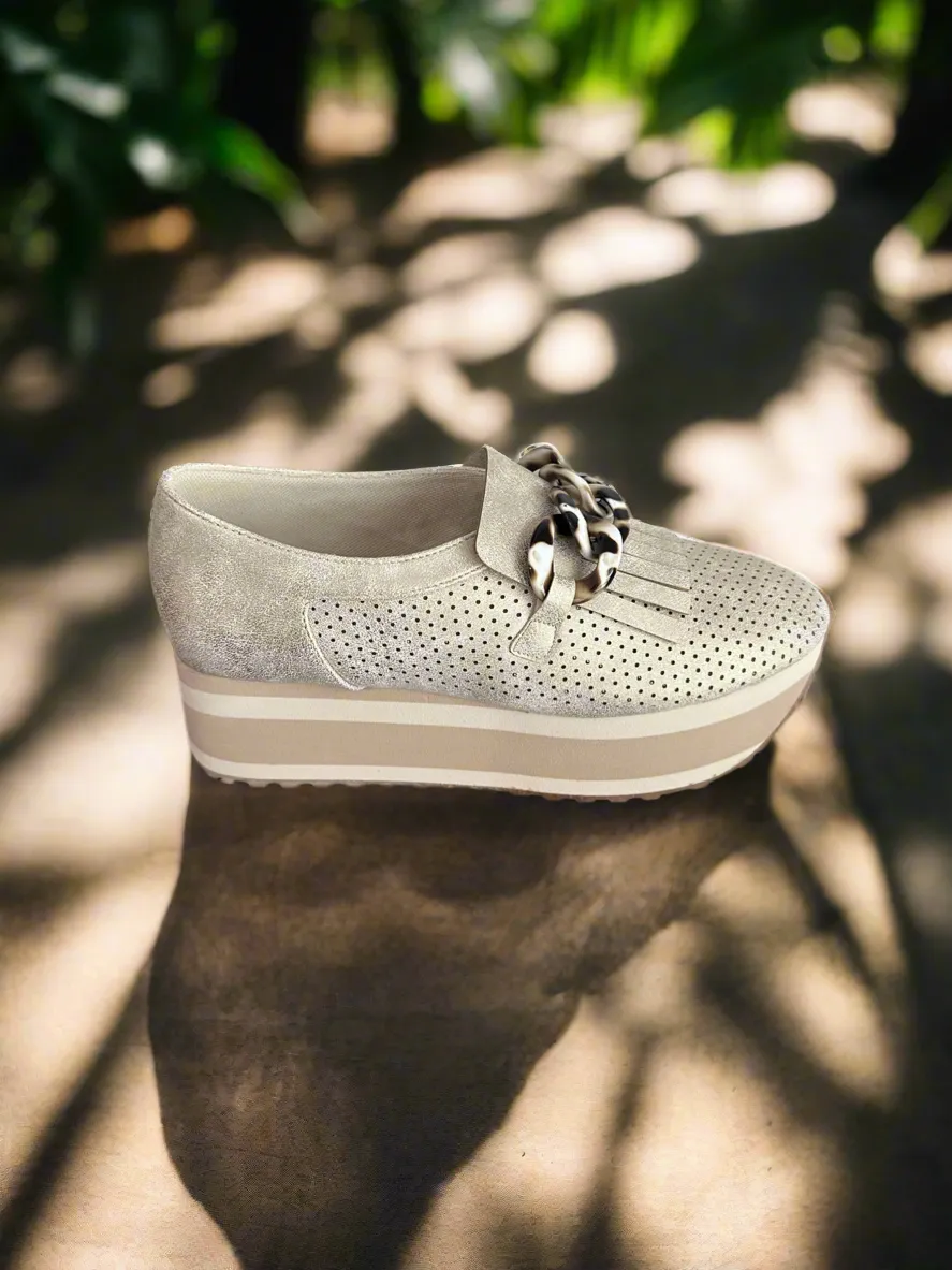 The Paloma Tortoiseshell Loafer | Nude Shimmer