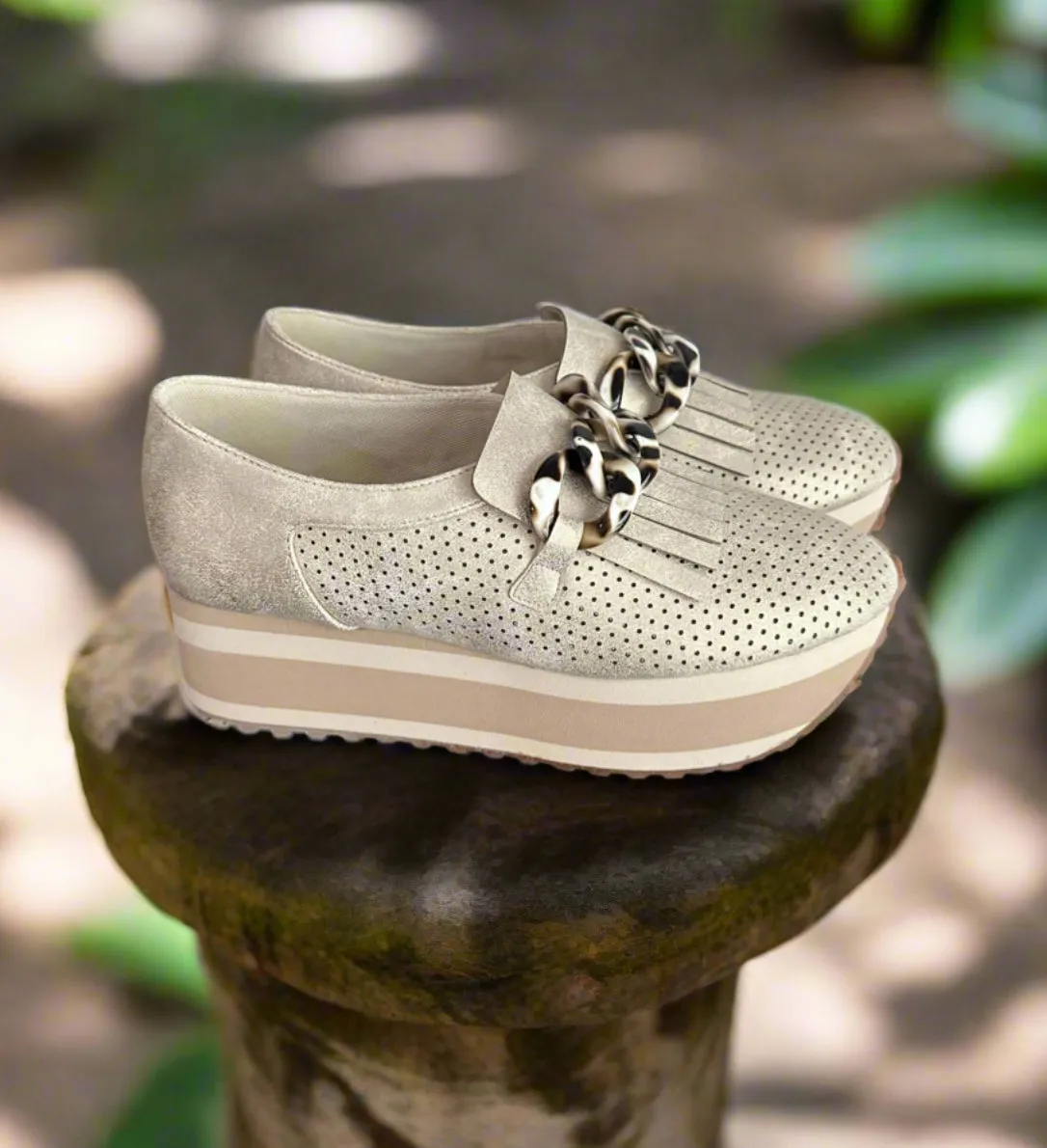 The Paloma Tortoiseshell Loafer | Nude Shimmer