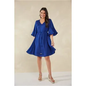 Tie-Waist Mini Dress - Blue