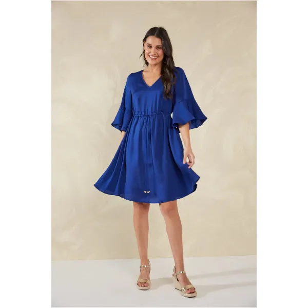 Tie-Waist Mini Dress - Blue