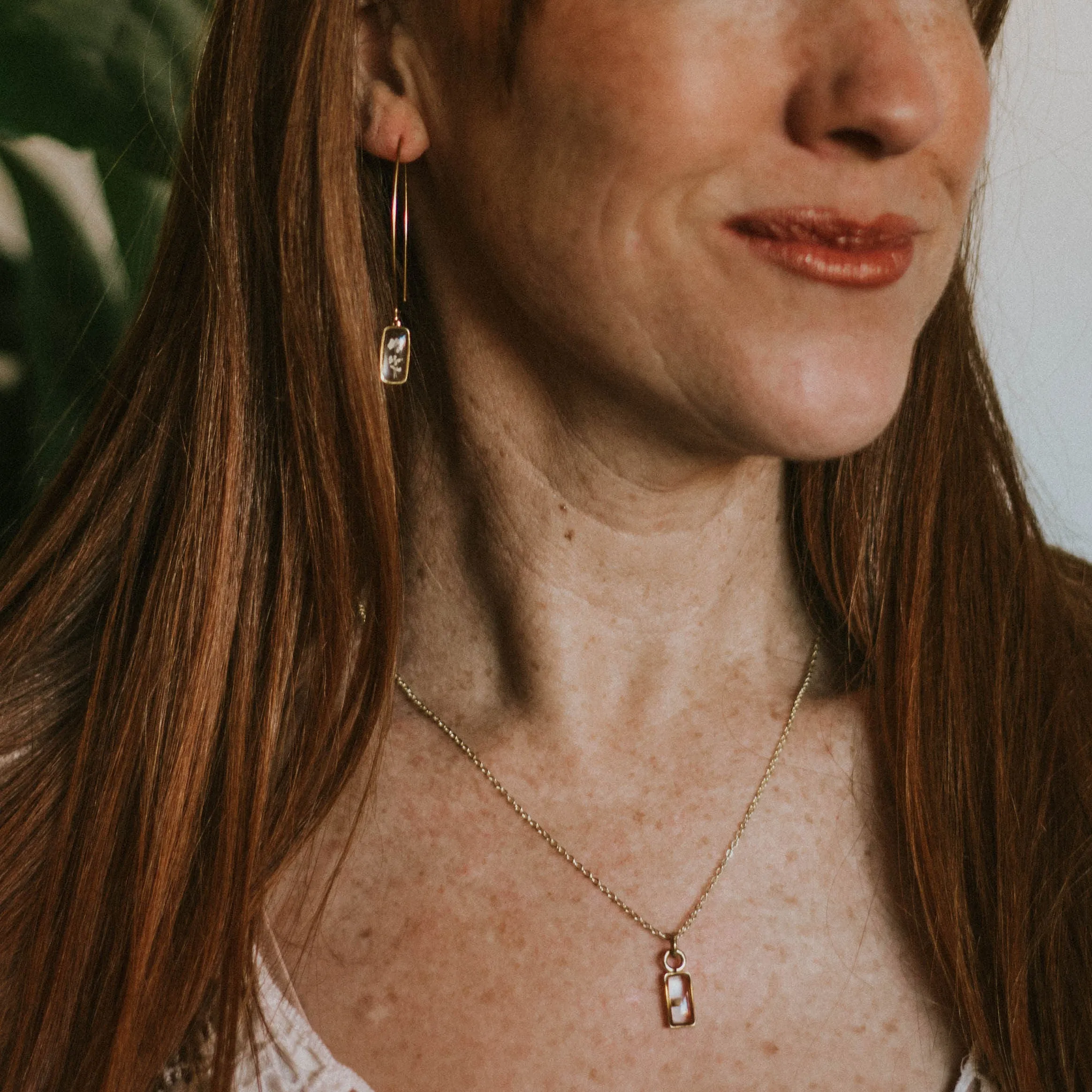 Tiny Rectangle Mustard Seed Pendant