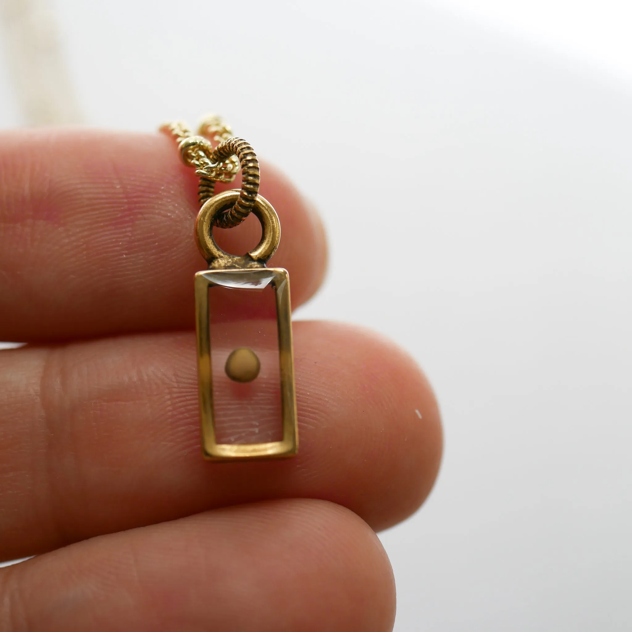 Tiny Rectangle Mustard Seed Pendant