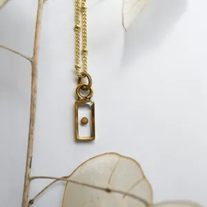 Tiny Rectangle Mustard Seed Pendant