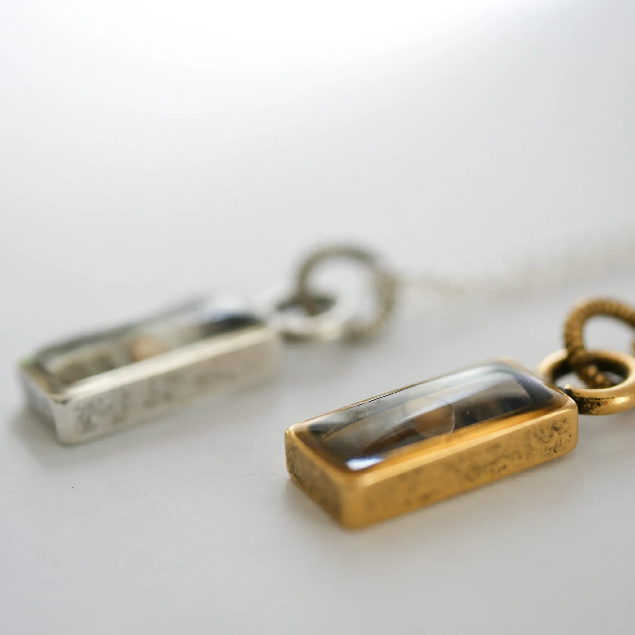 Tiny Rectangle Mustard Seed Pendant