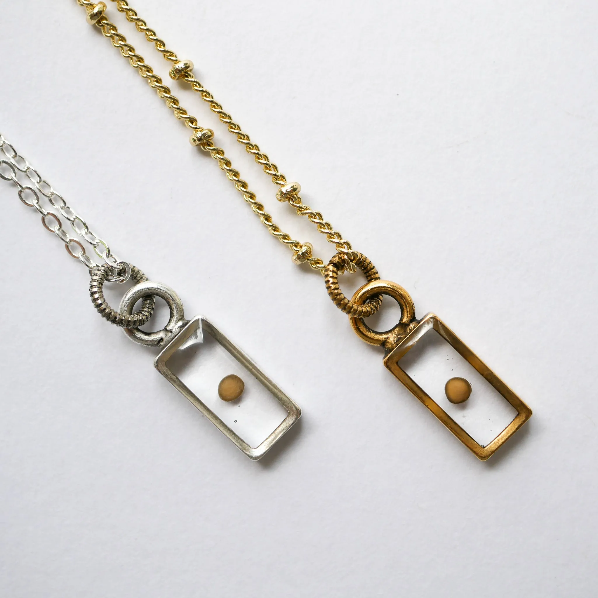 Tiny Rectangle Mustard Seed Pendant
