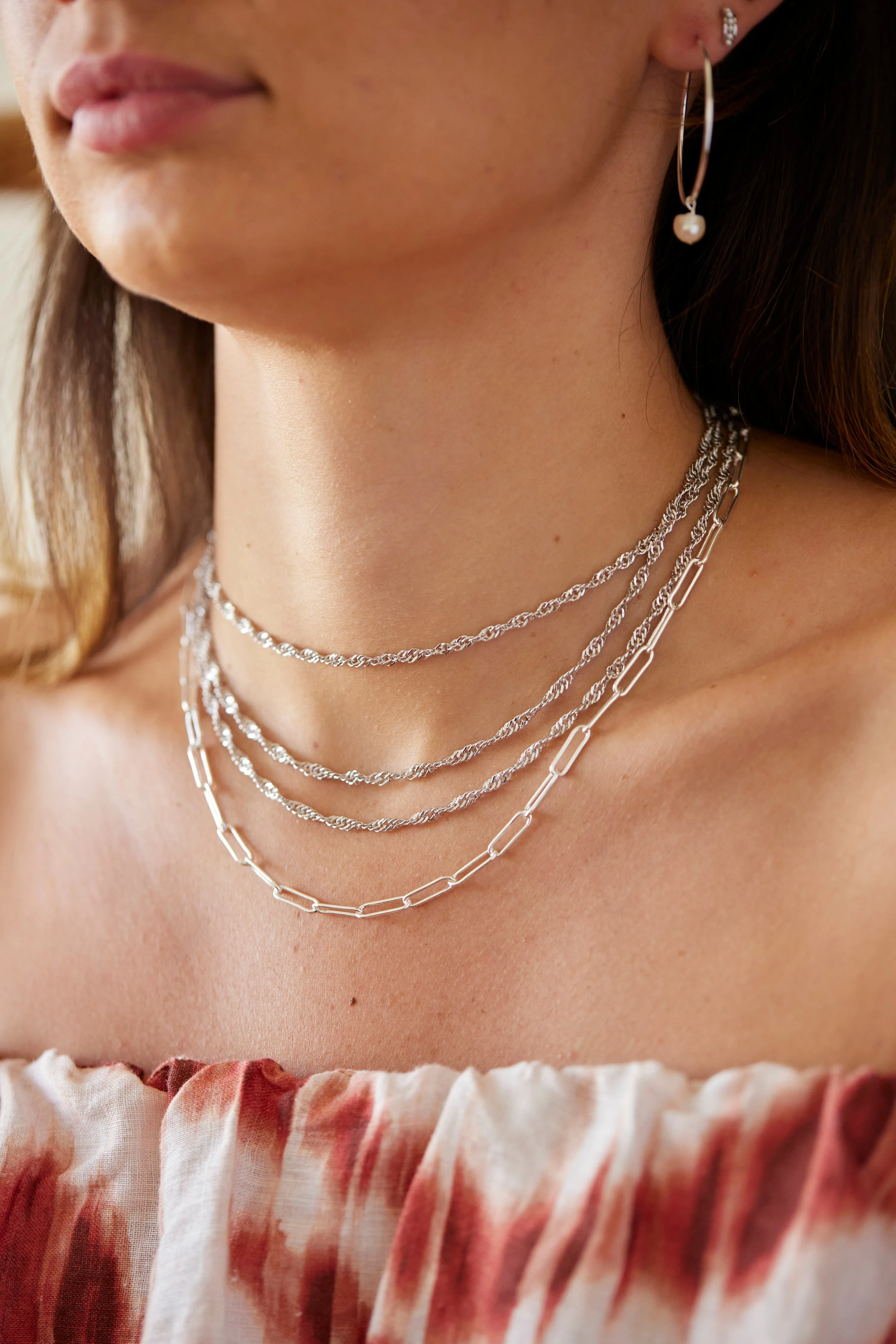 Twisted Rope Chain Choker in Silver