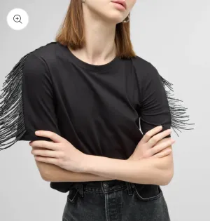 Veronica Beard - Scala Beaded Fringe Top - Black