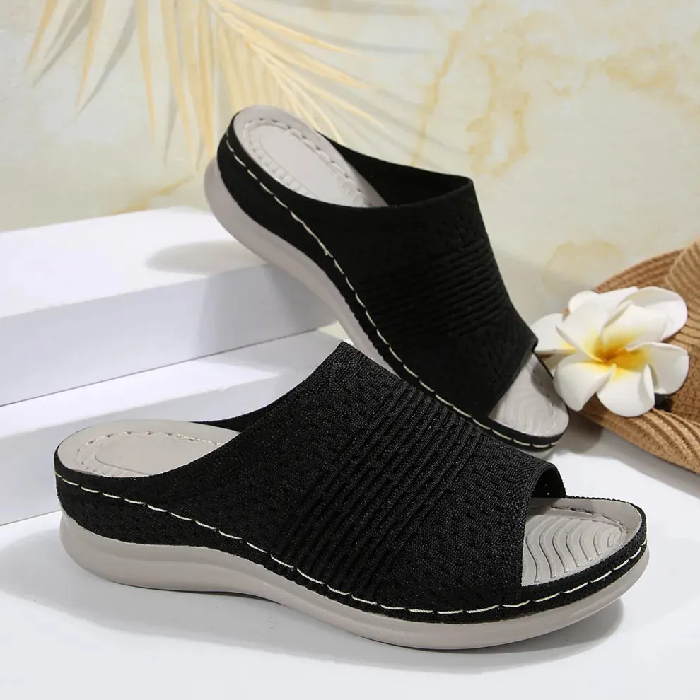Women's Breathable Fabric Wedge Sandals - Lightweight and Stylish