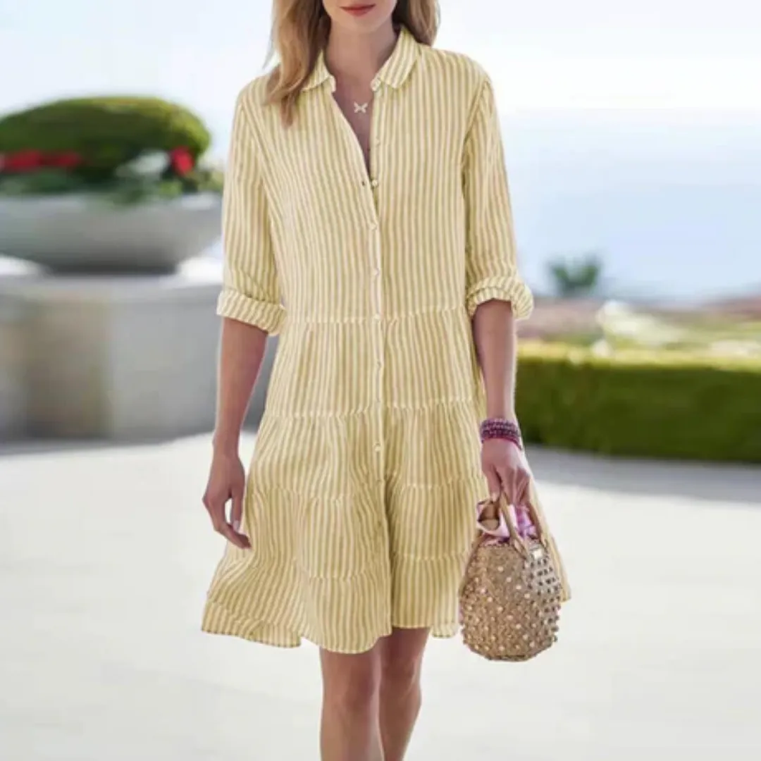 Women's Summer Stripped Shirt Dress | Midi