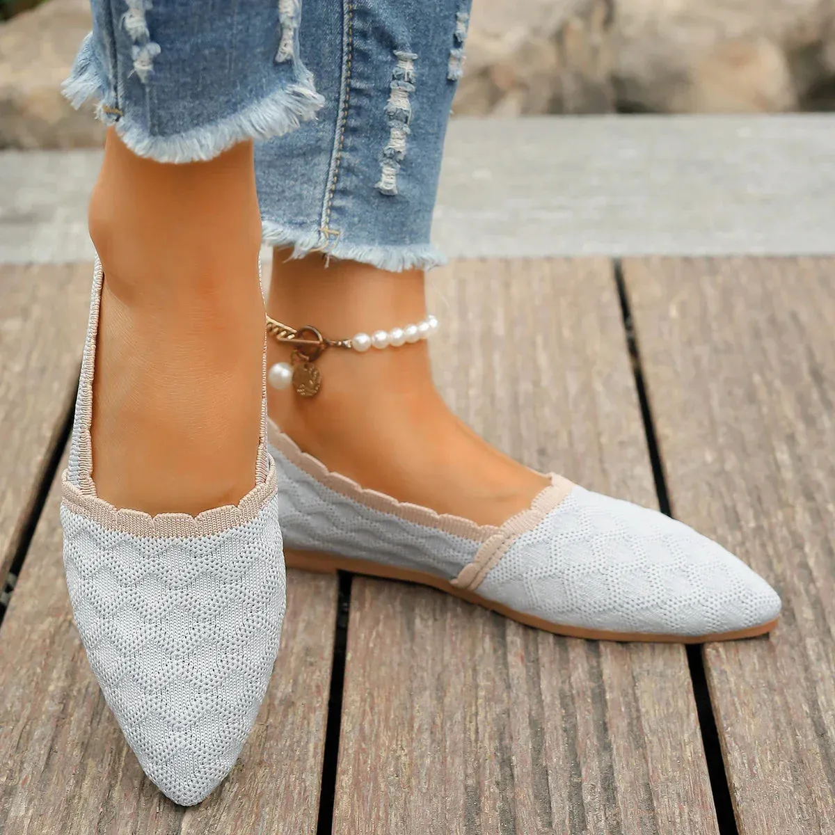 Woven Pointed Ballet Flats
