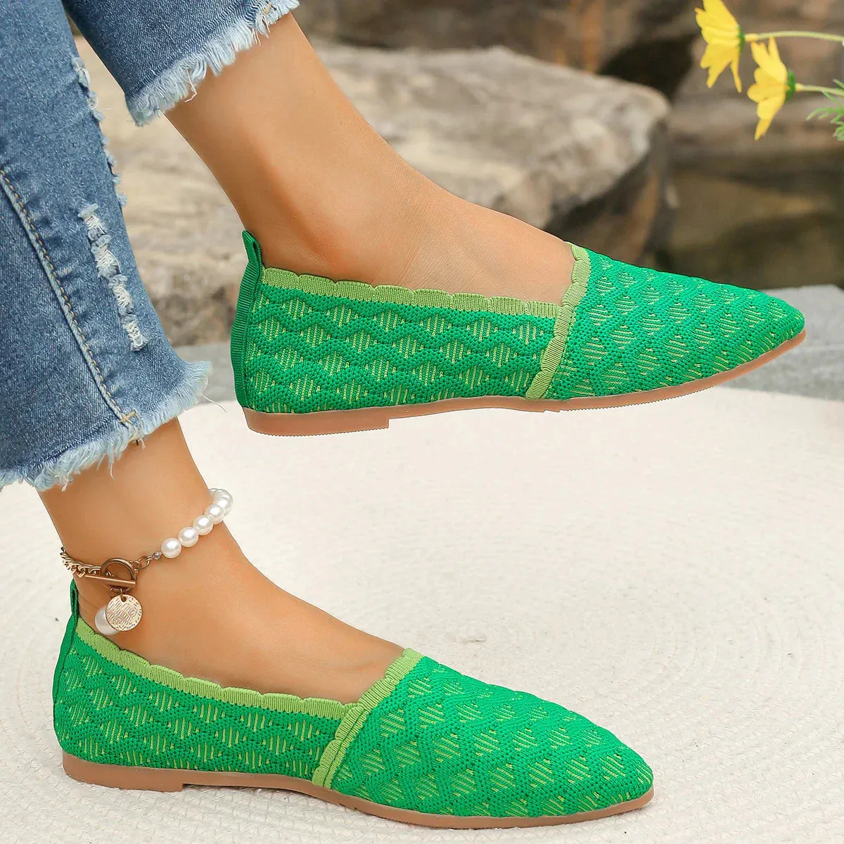Woven Pointed Ballet Flats